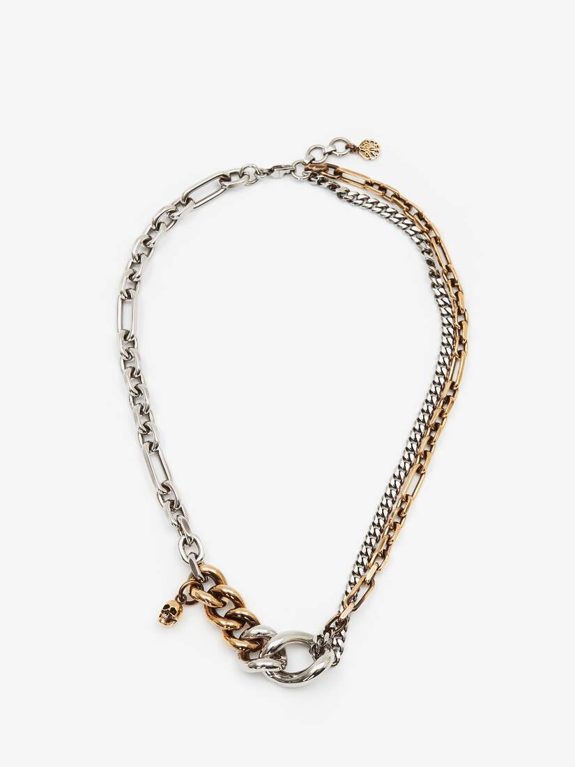 Gargantilla Alexander McQueen Bi-Colour Chain Mujer - Plateados/Dorados - Mexico 480-PDULGQ